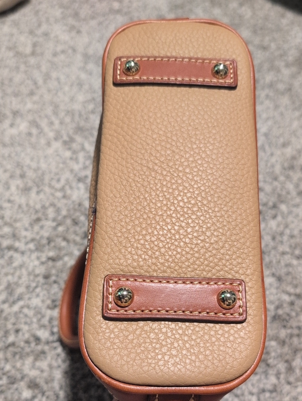 Dooney & Bourke Tan Pebble Leather Satchel with Brown Trim - Picture 2 of 8